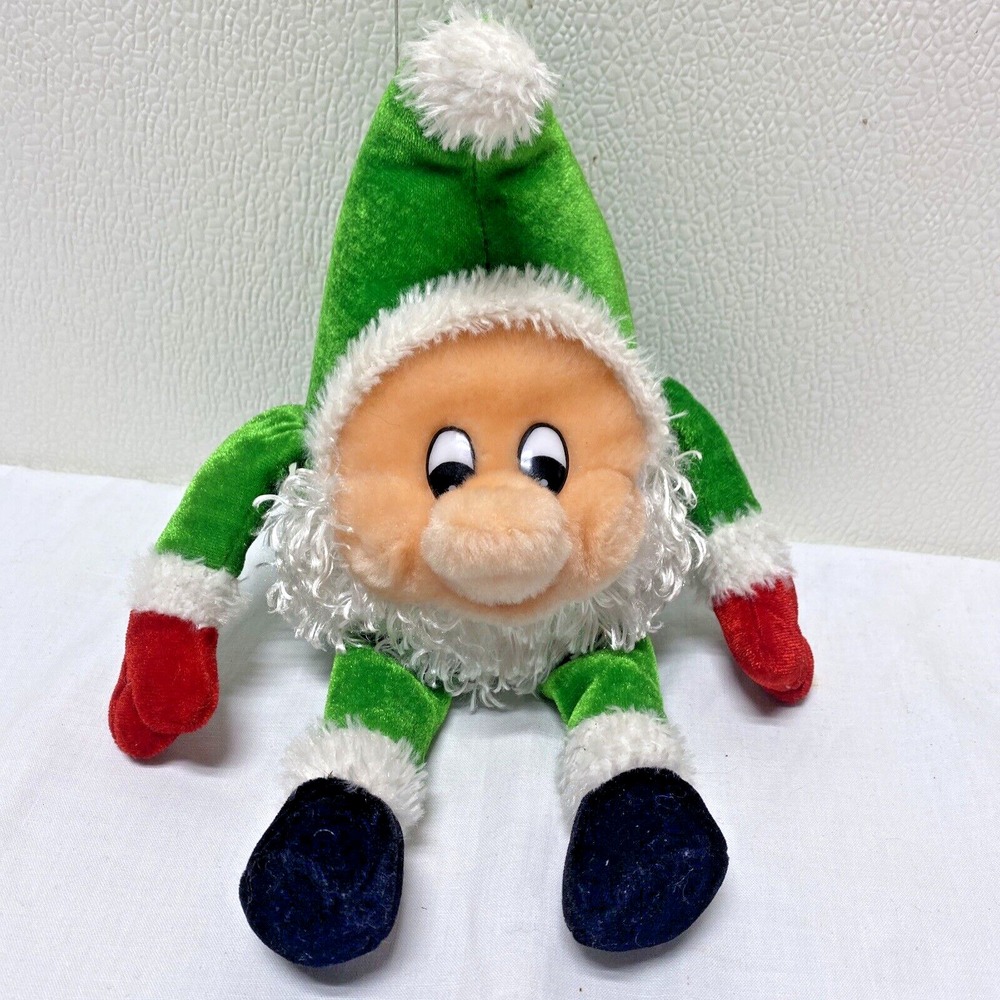 King Plush Christmas Plush 10" tall Stuffed Green Elf Gnome Santa
